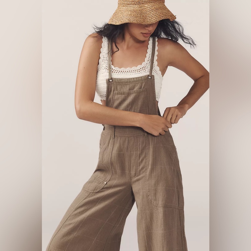 NWT Size XXS - Anthro Carpenter Wide-Leg Jumpsuit Green Motif (NWT US$ 188)